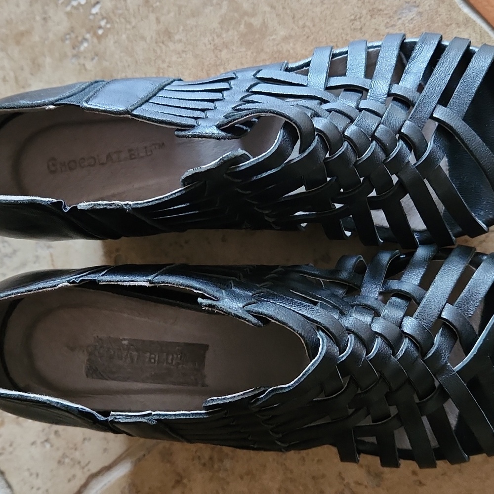 Black Wedge Sandals Womans Size 8 - Picture 3 of 10